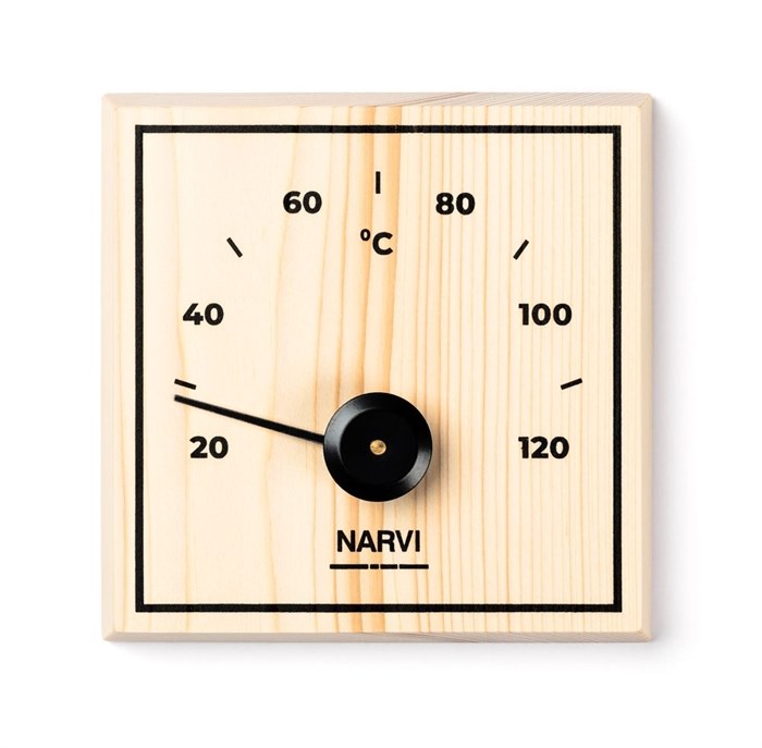 Narvi Bastutermometer fyrkant Furu