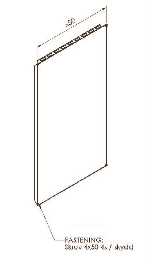 Väggskyddsplåt kota 650x1150. Svart